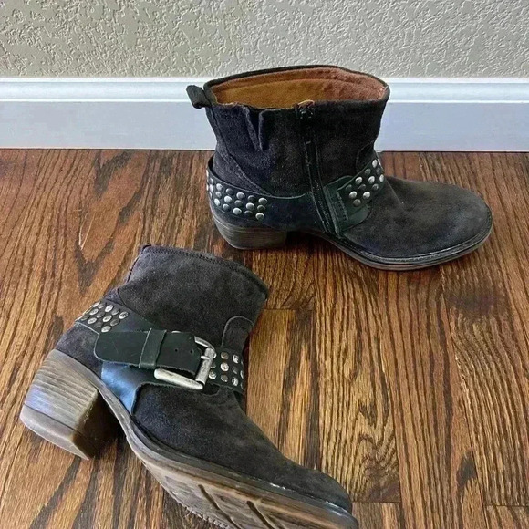 JOSEF SEIBEL Toni Studded Harness Ankle Boots Size 37/ 6.5-7 Brown Suede, - Picture 15 of 16